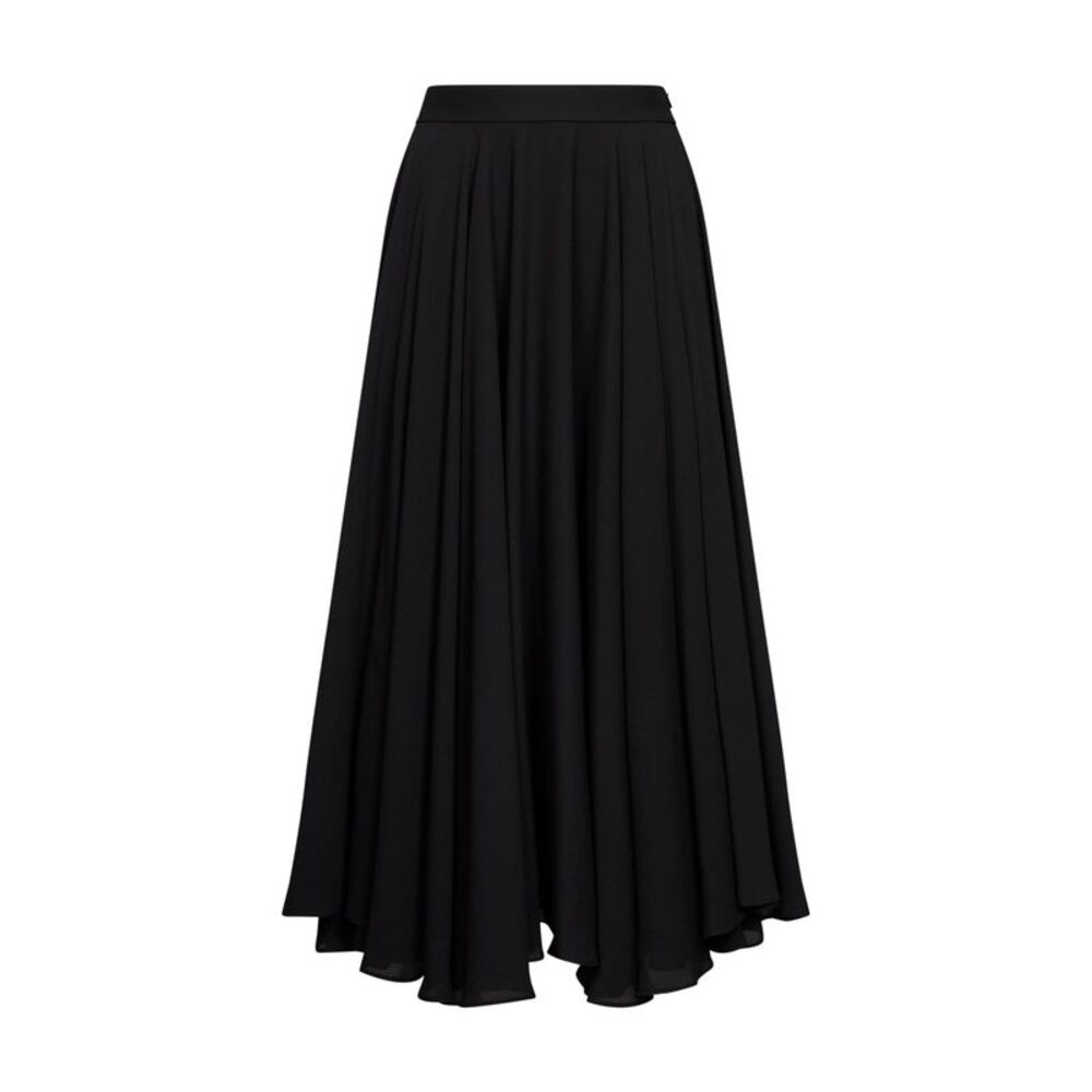 Blanca Vita Women Black Double Georgette Ganza Full Midi Skirt